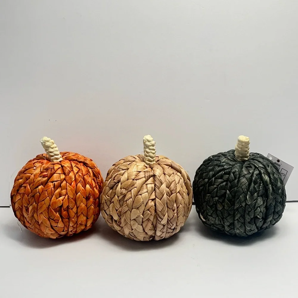 Target & Bullseyes Playground. Lot of 3, Fall Decorative Woven Pumpkins. BNWT